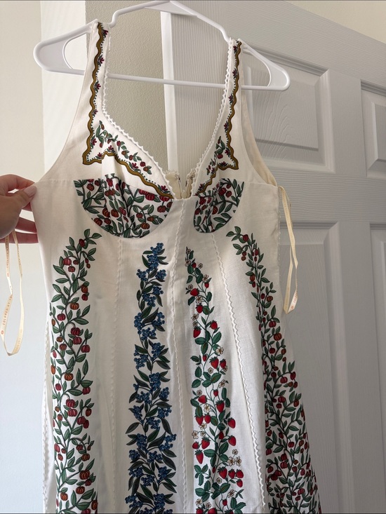 FARM Rio Dresses & Skirts - FARM Rio Cream Embroidered Floral Tank Dress with Red & Blue Accents